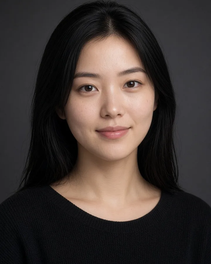 Clear front-facing portrait of a young woman before the zombie transformation